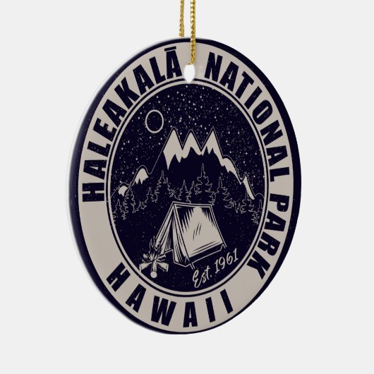 Haleakalā National Park Hawaii Retro Emblem Keramisch Ornament (Rechts)
