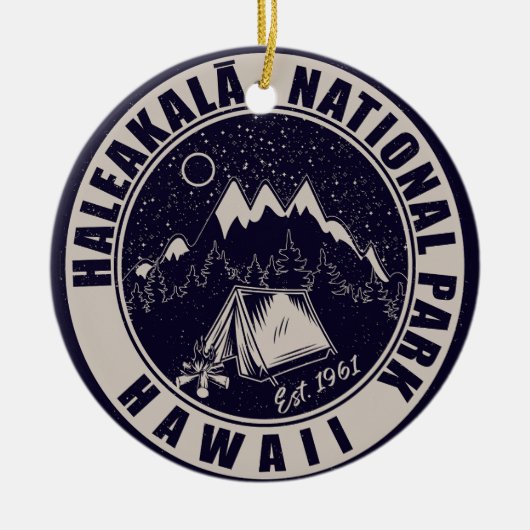 Haleakalā National Park Hawaii Retro Emblem Keramisch Ornament (Voorkant)