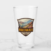 Haleakala National Park Illustratie Retro Badge Glas (Voorkant)