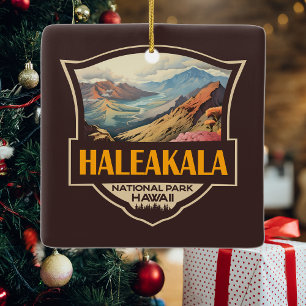 Haleakala National Park Illustratie Retro Badge Keramisch Ornament