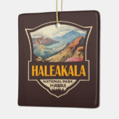 Haleakala National Park Illustratie Retro Badge Keramisch Ornament (Links)