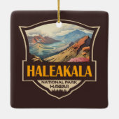 Haleakala National Park Illustratie Retro Badge Keramisch Ornament (Achterkant)