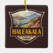 Haleakala National Park Illustratie Retro Badge Keramisch Ornament (Voorkant)