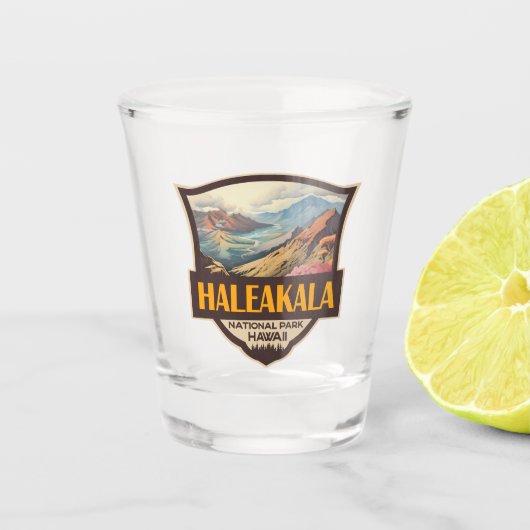 Haleakala National Park Illustratie Retro Badge Shot Glas (Voorkant)