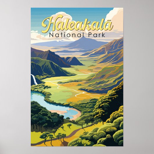 Haleakala National Park Illustratie Retro Poster (Voorkant)