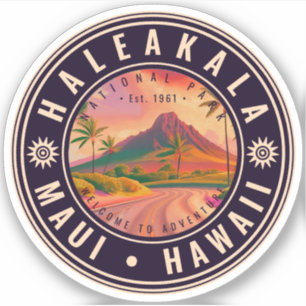 Haleakala National Park Maui Road Volcano Vintage Sticker