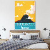 Haleakalā vulkaan vintage Hawaii reisposter Canvas Afdruk (Insitu (Slaapkamer))