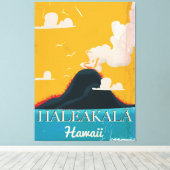 Haleakalā vulkaan vintage Hawaii reisposter Canvas Afdruk (Insitu (Houten vloer))