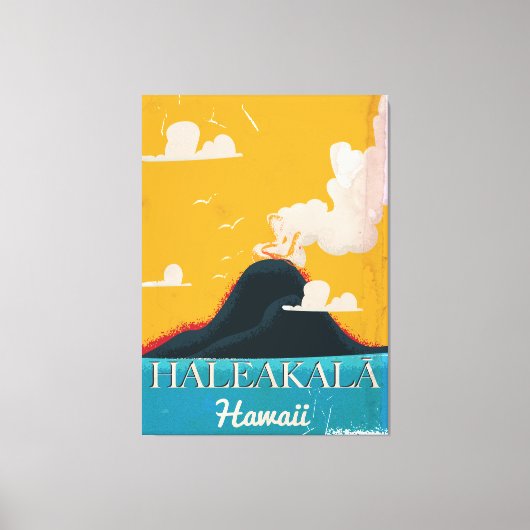 Haleakalā vulkaan vintage Hawaii reisposter Canvas Afdruk (Voorkant)