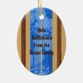 Haleiwa  Faux Wood Surfboard Ornament (Achterkant)