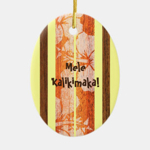 Haleiwa  Faux Wood Surfboard Ornament