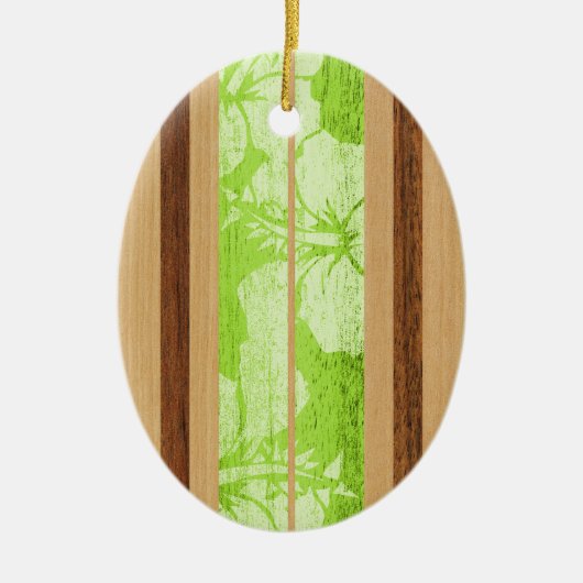 Haleiwa Faux Wood Surfboard Ornament (Voorkant)
