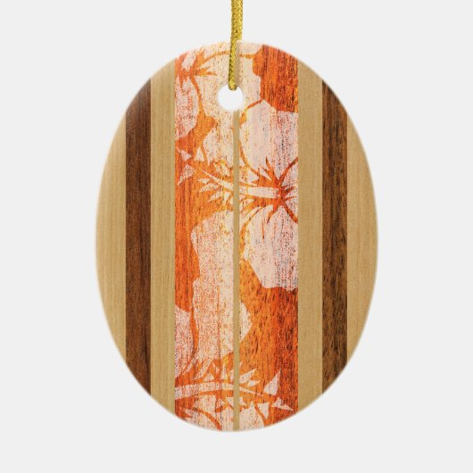 Haleiwa  Faux Wood Surfboard Ornament (Voorkant)