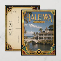 Haleiwa Hawaï Vintage Art Deco Gouden Tijdperk