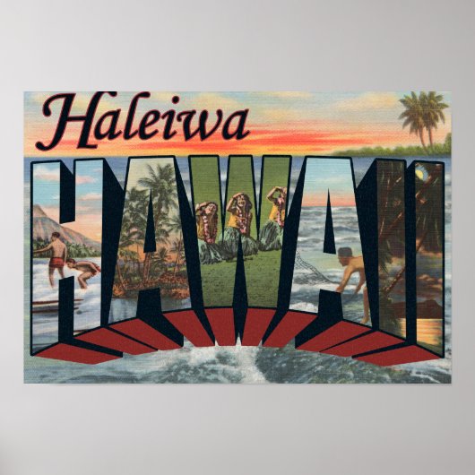 Haleiwa, Hawaii - Grote letterscènes Poster (Voorkant)