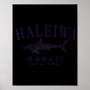 Haleiwa hawaii haai vintage pruim kunst vissen poster