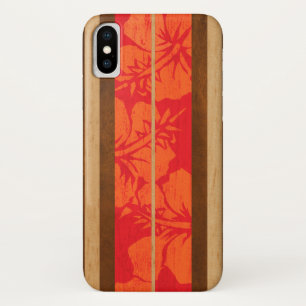 Haleiwa Surfboard Faux Wood Hibiscus in het rood Case-Mate iPhone Case