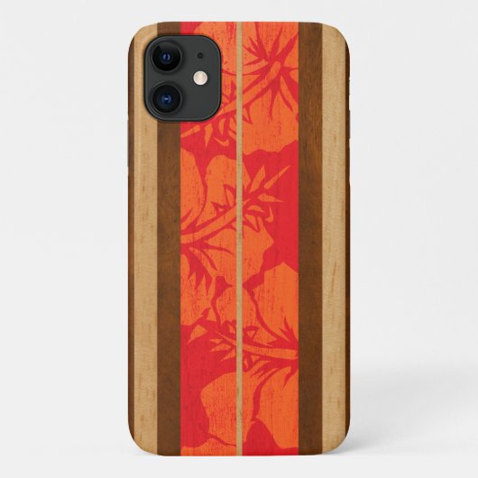 Haleiwa Surfboard Nep hout Hibiscus in Rood Case-Mate iPhone Case (Achterkant)