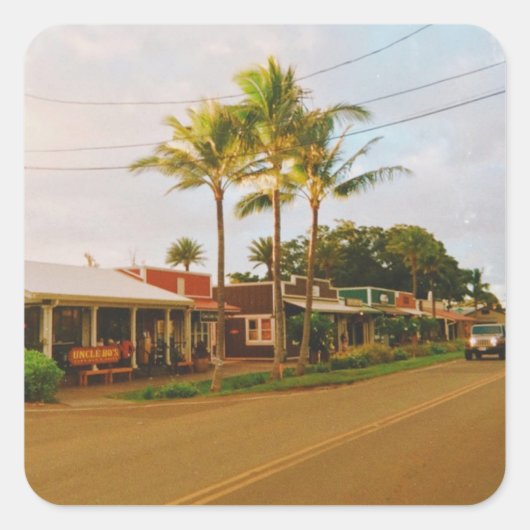 Haleiwa Surfer Town Vierkante Sticker (Voorkant)