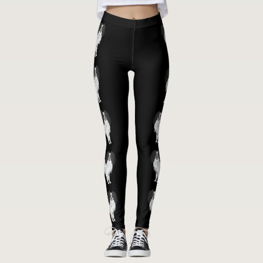 Halène Black en witte honden voor Hondenliefhebber Leggings (Voorkant)