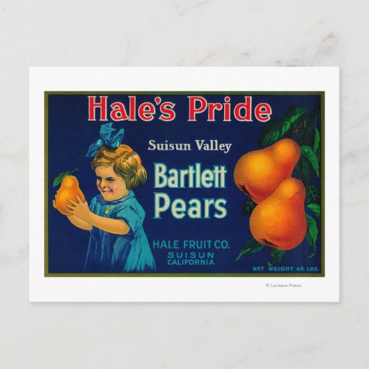 Hale's Pride Pear Crate LabelSuisun, CA Briefkaart (Voorkant)