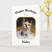 Haley Calico Katje Gefeliciteerd Kaart (Gele Bloem)