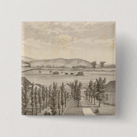 Haley res, boerderij vierkante button 5,1 cm (Voorkant)