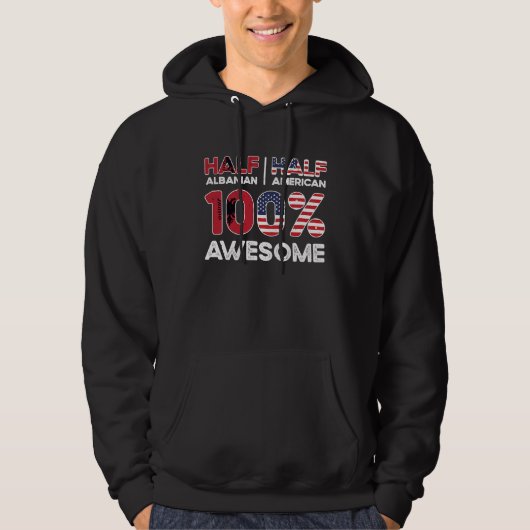 Half Albanian Albania American USA Citizenship Hoodie (Voorkant)