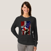 Half American Flag Dominican ROOTS USA Flag Dom Re T-shirt (Voorkant volledig)