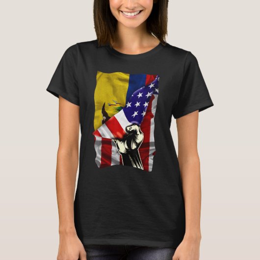 Half American Flag Ecuadorian ROOTS USA Flag Ecuad T-shirt (Voorkant)