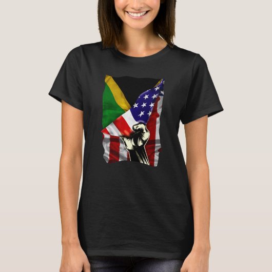 Half American Flag Jamaican ROOTS USA Flag Jamaica T-shirt (Voorkant)