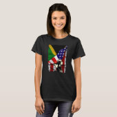 Half American Flag Jamaican ROOTS USA Flag Jamaica T-shirt (Voorkant volledig)
