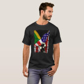Half American Flag Jamaican ROOTS USA Flag Jamaica T-shirt (Voorkant volledig)