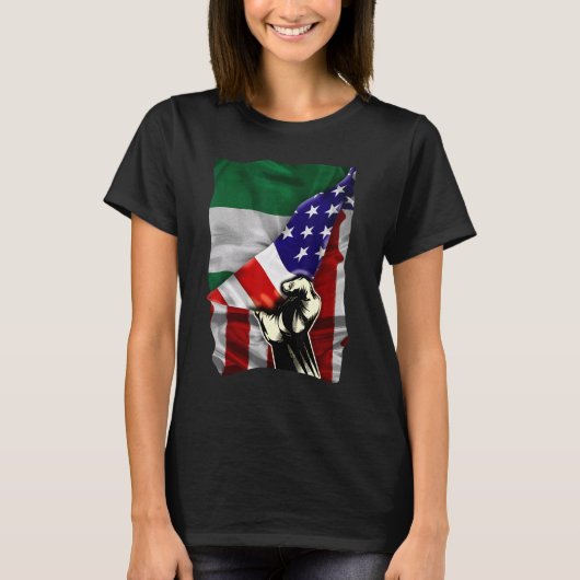 Half American Flag Nigerian ROOTS USA Flag Nigeria T-shirt (Voorkant)