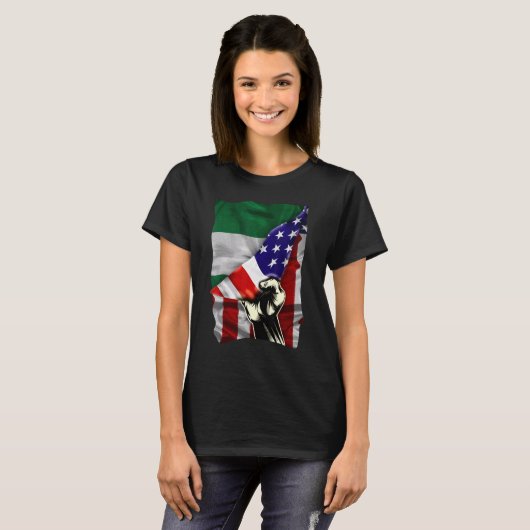 Half American Flag Nigerian ROOTS USA Flag Nigeria T-shirt (Voorkant volledig)
