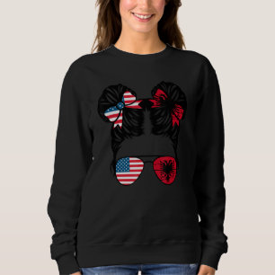 Half American Half Albanian Girl USA Albania Flag Trui