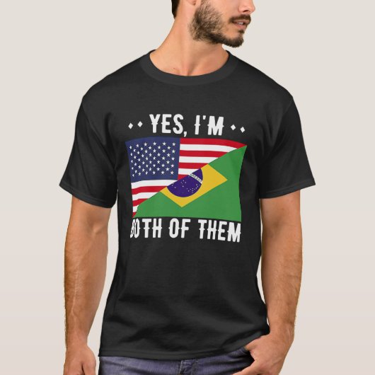 Half American Half Brazilian USA Brazil Flag T-shirt (Voorkant)