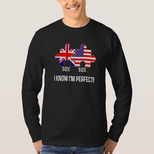 Half American Half British Flag Map Combined USA U T-shirt (Voorkant)