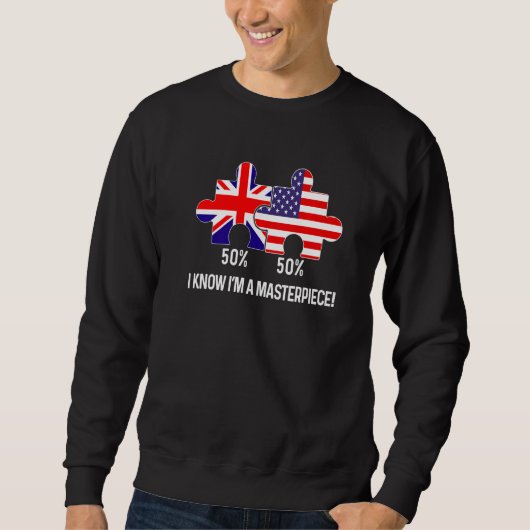 Half American Half British Flag Map Combined USA U Trui (Voorkant)