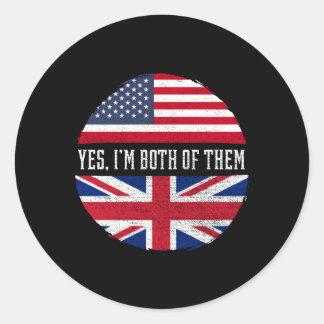 Half-American Half-British Usa Flag Verenigd Konin Ronde Sticker