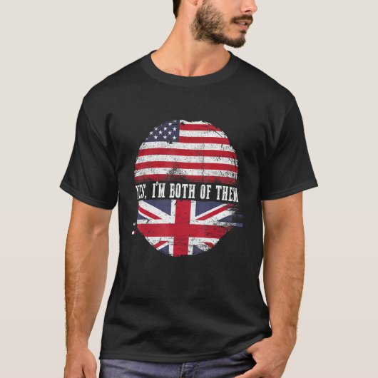 Half-American Half-British Usa Flag Verenigd Konin T-shirt (Voorkant)