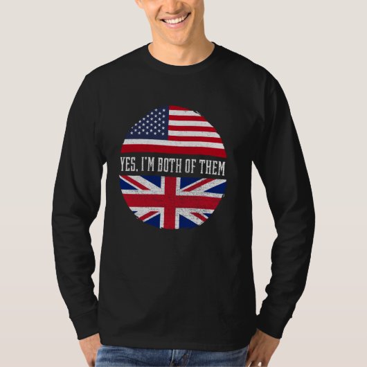Half-American Half-British USA Flag Verenigd Konin T-shirt (Voorkant)