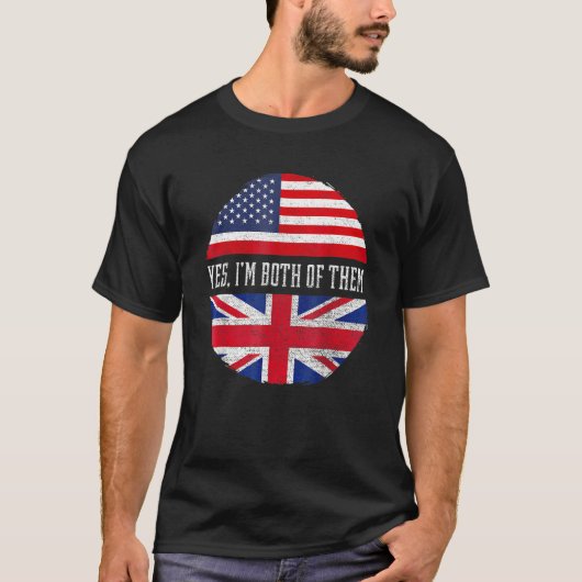 Half-American Half-British Usa Flag Verenigd Konin T-shirt (Voorkant)