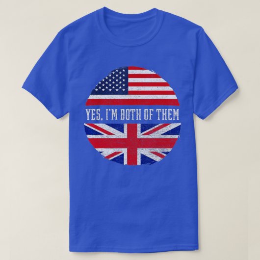 Half-American Half-British USA Flag Verenigd Konin T-shirt (Design voorkant)