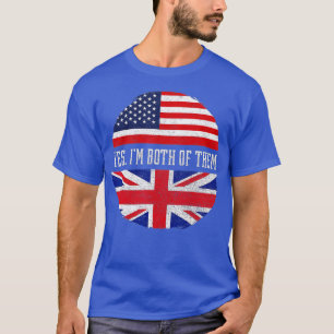 Half-American Half-British USA Flag Verenigd Konin T-shirt