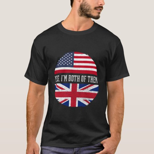 Half-American Half-British Usa Flag Verenigd Konin T-shirt (Voorkant)