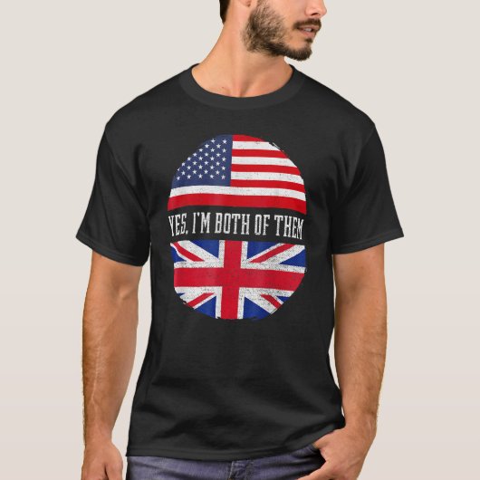 Half-American Half-British USA Flag Verenigd Konin T-shirt (Voorkant)