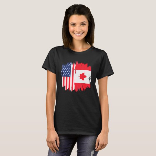 Half-American Half Canadian Roots America Canada F T-shirt (Voorkant volledig)