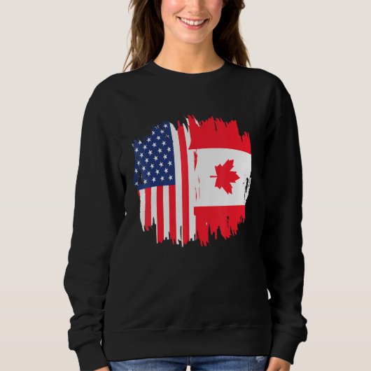 Half-American Half Canadian Roots America Canada F Trui (Voorkant)