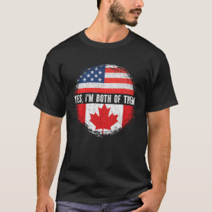 Half-American Half Canadian USA Flag Canada T-shirt